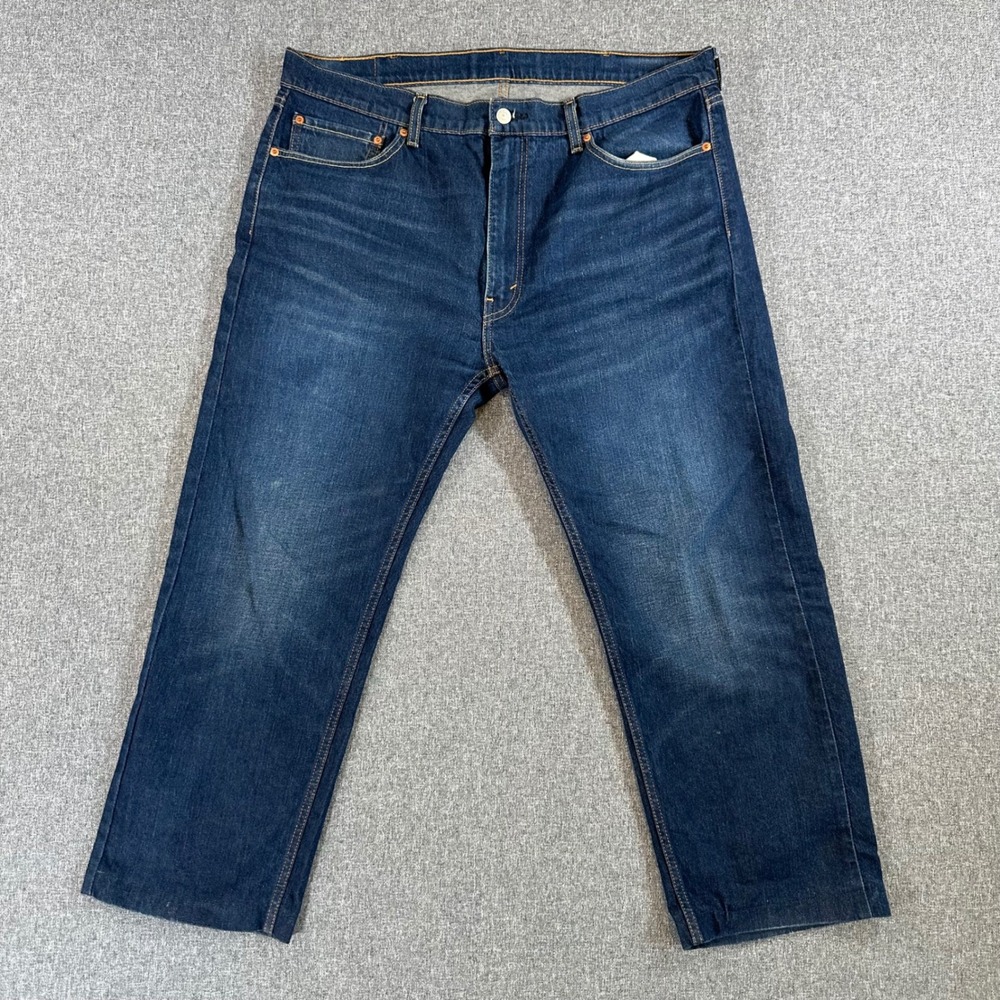 Levi's Jeans Mens 40 505 Regular Fit Dark Blue Hemmed Y2K